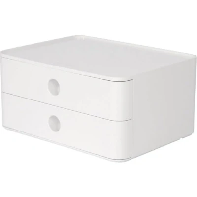 Image of Han 1120 12 ALLISON SMART box, designer drawer stackable with 2 drawers, Snow White