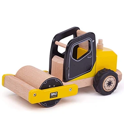 Image of Tidlo T0416 Wooden Road Roller Construction Vehicles