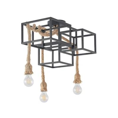 Image of Lucande Ceiling Light &#039;Andrik&#039; dimmable (Modern) in Black Made of Metal for e.g. Living Room &amp; Dining (3 Sources, E27) from lamp, lamp