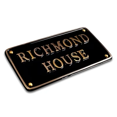 Image of Polished Brass Hand crafted House Signs, Personalised With Your Name/Number (445mm x 250mm 10mm)