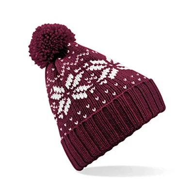 Image of Beechfield Fair Isle Snowstar® Beanie Burgundy/White