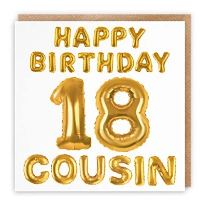 Image of Hunts England Large Cousin 18th Birthday Card Happy 18 Balloon Collection 210 x mm Age
