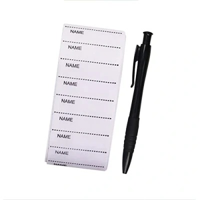 Image of SHULLIN 200pcs Washable Name Tapes White Woven Clothing Writable Tags Labels with a Pen School Label Sew or Iron on for Children, Care Homes, Day Care, Nursery
