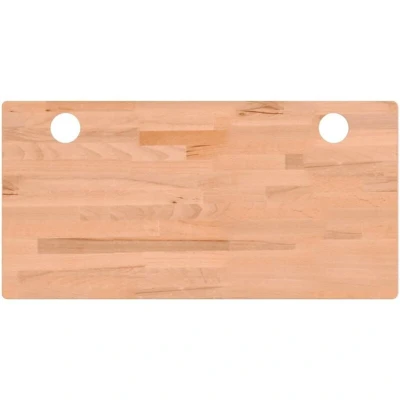 Image of vidaXL Solid Beech Wood Desk Top Versatile Floating Shelf, Wall Mounted Dining Table or Office with Cable Holes and Rounded Corners