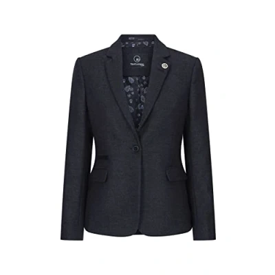 Image of TruClothing Women Black Blazer Waistcoat Tweed Herringbone Wool Classic Smart Casual Vintage 1920s 10