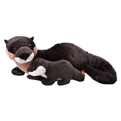 Image of Wild Republic Mom and Baby River Otter, Stuffed Animal, 12 Inches, Gift for Kids, Plush Toy, Fill is Spun Recycled Water Bottles