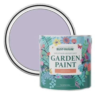 Image of Rust Oleum Purple Mould Resistant Garden Paint in Satin Finish Wisteria 2.5L