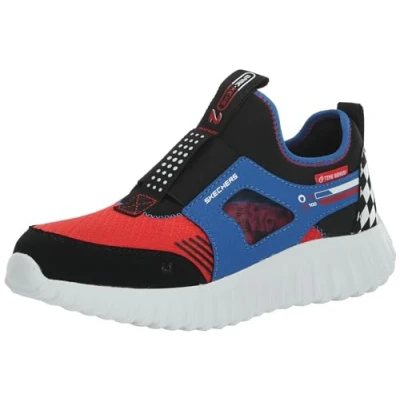 Image of Skechers Boys Trainers, Blue Synthetic/Red Textile/Multi Trim, 11 UK