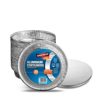 Image of Jicyor 30PCS Round Foil Trays with Lids, 1100ml Tin Containers Aluminium Lids,Round Baking