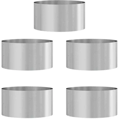 Image of vidaXL Galvanised Planter Set Steel 40 cm diameter Durable