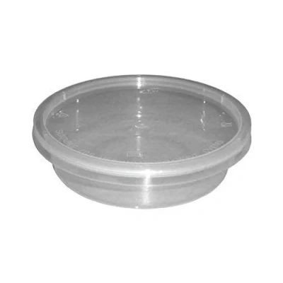 Image of We Can Source It Ltd 100 x Round 8oz Microwave Clear Plastic Food Containers Freezing Takeaway Hot Cold Foods 120mm (D) 30mm (H)