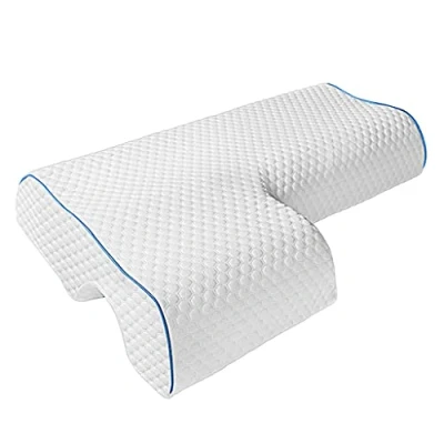 Image of BAYORE Couples Pillow With Arm Rest Memory Foam Anti Hand Pressure Neck Arched Cuddle Cervical Cushion For Side Sleepers