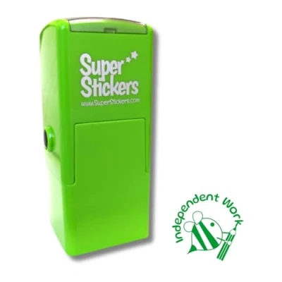 Image of Superstickers Teacher Stamp Independent Work Design Green Ink Self Inking Education Stamper For Marking 23 x 23mm