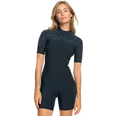 Image of Roxy Short Sleeve Back Zip Springsuit 2.0 SWELL SERIES SS BZ QLOCK Young Womens Black 4