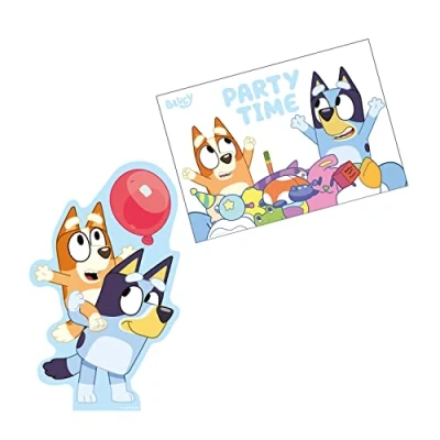 Image of Amscan 9915645 Bluey Diecut Invite &amp; Envelope