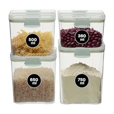 Image of Premier Housewares Sturdy Kitchen, Airtight Seal Plastic Storage Boxes with Lids and Locks