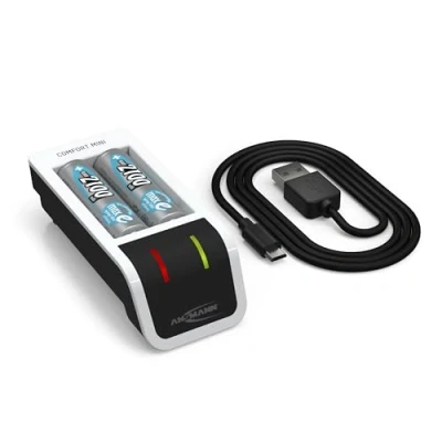 Image of Ansmann battery charger with 2x AA batteries 2100 mAh ? Automatic Perfect 7 charging technology and mode Comfort Mini