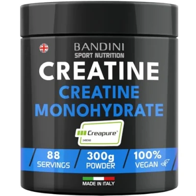 Image of Bandini® Creatine CREAPURE® Pure Powder Monohydrate 300g for 88 Servings 100% Vegan and Clean Creapure Supplement Sport, Gym, Strength &amp; Pre Workout No fillers Includes Dispenser