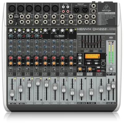 Image of Behringer XENYX QX1222USB Premium 16 Input 2/2 Bus Mixer with Mic Preamps and Compressors, Klark Teknik Multi FX Processor, Wireless Option USB/Audio Interface, Compatible PC Mac