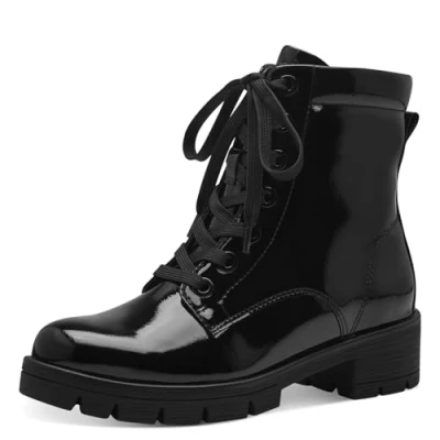 Image of Jana Women&#039;s Lace Boot Heel 8 25263 43 Ankle, Black (Black Patent), 5 UK