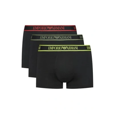 Image of Emporio Armani Men&#039;s CORE Logoband 3 Pack Trunk, Nero/Nero/Nero, L