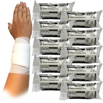 Image of Steroplast Steropax CE Approved Sterile First Aid Bandage Dressings, Medium 12cm x 10 Pack