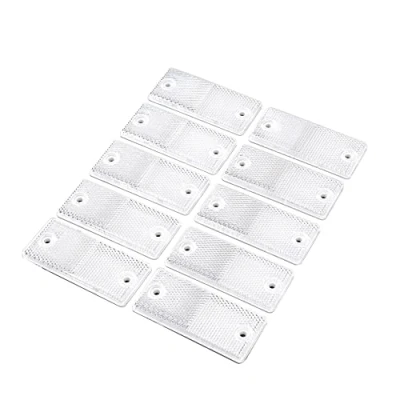 Image of TAEUYYM 10 x Trailer Rectangular White Reflectors, Reflective for Gate Posts, Rear Reflectors Screw Fixing, Reflector Suitable RV Truck Tractor Reflectors(White)