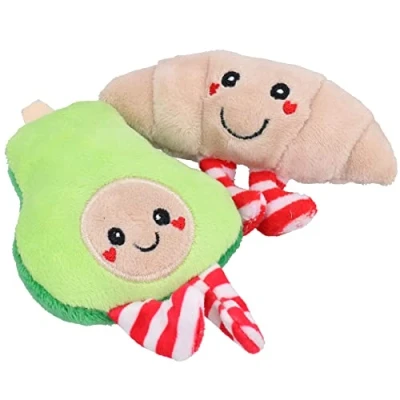 Image of AB Tools Cat Kitten Avocado &amp; Croissant Festive Toy Bundle Feline Play