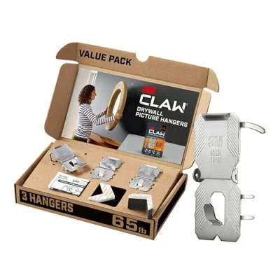 Image of 3M CLAW 3PH65M 3ESF Temporary Spot, Holds 65 lbs, 3 Markers/Pack Drywall Picture Hanger, 0