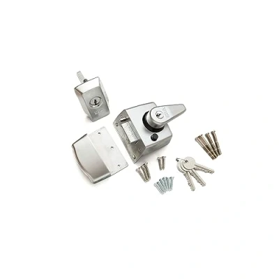 Image of British Standard High Security Nightlatch Door Lock Satin Chrome Body, Cylinder BS 3621