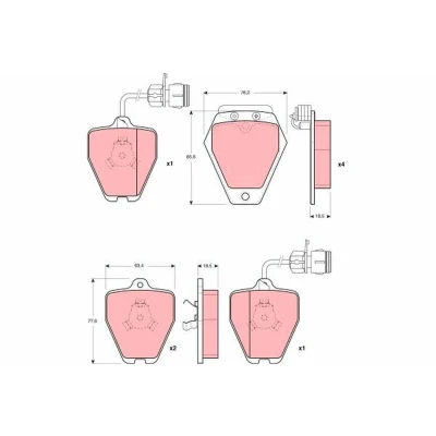 Image of 441615105AA, 441615106AA, 4D0615105D, 4D0615106D, 4D0698151 Brake pad set TRW GDB1162 incl. wear warning contact AUDI: A6 C4 Avant, A8 D2