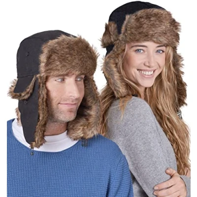 Image of Tough Headwear Winter Trapper Hat for Men &amp; Women with Ear Flaps, Ushanka Hat, Mens Bomber Hats, Russian