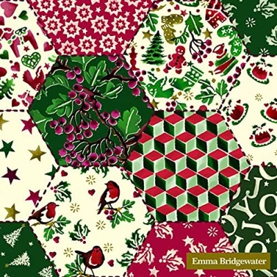 Image of Emma Bridgewater Christmas Patchwork, Cream IHR Lunch Paper Napkins 20 in Pack 3 ply 33 cm Square