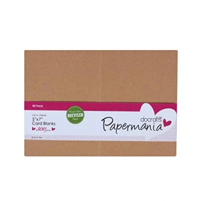Image of Papermania 5 x 7 Cards/Envelopes, Pack of 50, 300gsm, Kraft, 7, Card Making Set for Birthday Card, Thank You Cards, Valentines, Baby Shower, Wedding and More! Ideal Home Crafting
