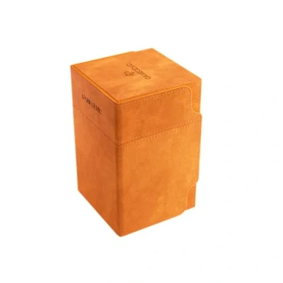 Image of Gamegenic Watchtower 100+ XL Convertible Deck Box Double Sleeved Card Storage Game Protector Nexofyber Surface Holds Up to 100 Cards Orange Color Made