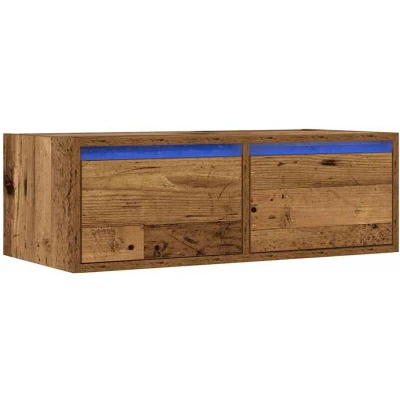Image of vidaXL TV Cabinet with LED Lights Old Wood 75x35.5x25 cm