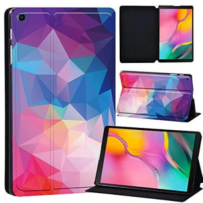Image of Printed Leather slim lightweight Stand Cover Case for Samsung Galaxy Tab A 10.1 2019 (Model: SM T510 T515), with Function (Black) (abstract geometric 1)