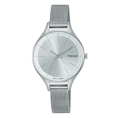 Image of Pulsar Ladies Stainless Steel Mesh Bracelet with Silver Dial 50M Watch PH8277X1