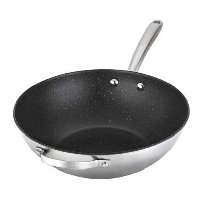 Image of Prestige Scratch Guard Large Non Stick Wok 29cm Stainless Steel Wok, Resistant, Suitable for All Hobs, Oven &amp; Dishwasher Safe Durable Cookware