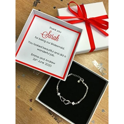 Image of Personalised Red Bracelet Wedding Favour Bridesmaid, Maid of Honour, Flower Girl, Mother the Bride, Groom