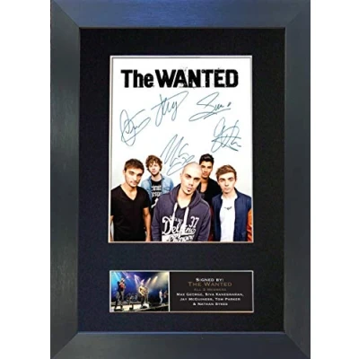 Image of THE WANTED Signed Autograph Mounted Photo Reproduction PRINT A4 Rare Perfect Birthday (297 x 210mm) #208 (Black Frame)