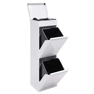 Image of Arregui Top CR221 B Multipurpose Storage, Waste Bin 2 Buckets Stainless Steel Cabinet x 17 l (34 l), White, 97.5 30.6 24.4 cm