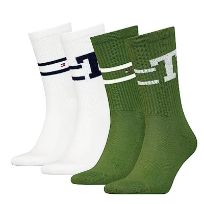 Image of Tommy Hilfiger Men&#039;s CLSSC Sock, Army Green/White, 39/42 (Pack of 4)