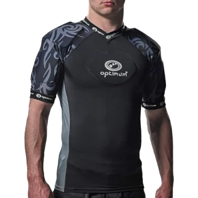 Image of Optimum Razor Men&#039;s Protective Top EVA Padding Protection, Rugby Approved Shoulder Pads Lightweight and Breathable Black/Silver, Medium