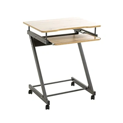 Image of HAKU Mobel Pc Desk Anthracite, Oak, Mdf, Metal Size: W 60 cm X H 75 D 49 cm, Style: Modern