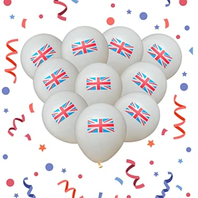 Image of 100pcs Union Jack Flag Printed Balloons 12&quot; King Charles III Coronation Royal Party Sports Event GB BBQ Street Decorations