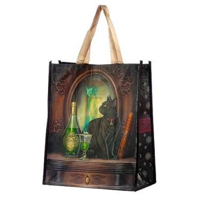 Image of Puckator Lisa Parker Absinthe Cat Reusable Shopping Bag Shoulder Bags Handbags for Women Canvas Tote Hand Large Ladies Aesthetic Stuff Big Foldaway