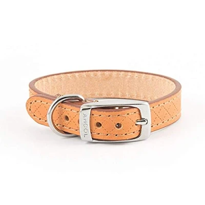 Image of Ancol Diamond Leather Collar Tan 26 36cm S