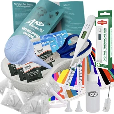 Image of Alpha Dog puppy Whelping Kit Aspirator Milk Bottle &amp; Feeding Syringes, birthing supplies (510)