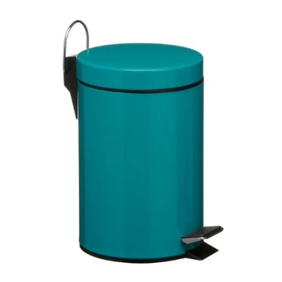 Image of Premier Housewares 506429 Pedal Bin Turquoise Kitchen Stainless Steel Bathroom Push Bins Recycling 3 L, H26 x W17 D23cm